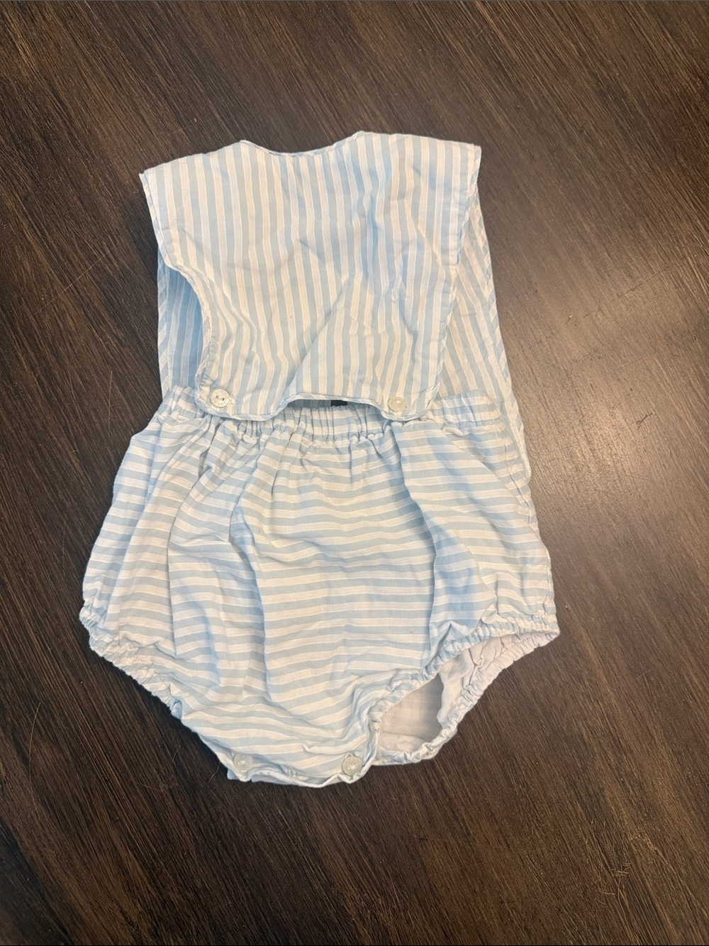 Striped Light Blue Baby Diaper Cover Romper